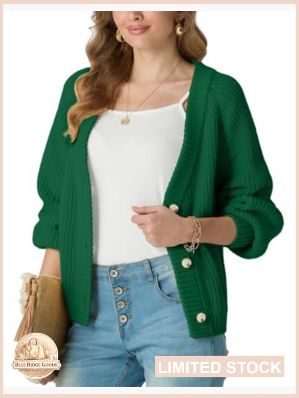 Chunky Knit Cardigan Oversized V-Neck Button Front Loose Fit Sweater - Picture 4 of 7